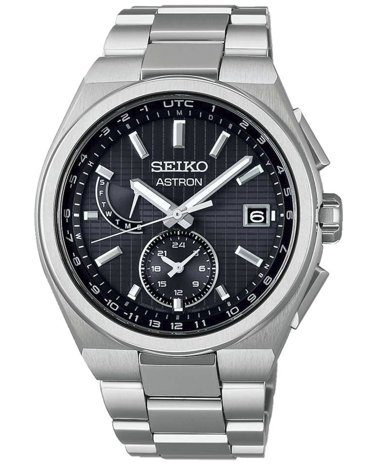 Seiko Seiko Astron Nexter Solar Radio SBXY067  SBXY067 кварцевые мужские часы черный циферблат, браслет титановый — вид спереди