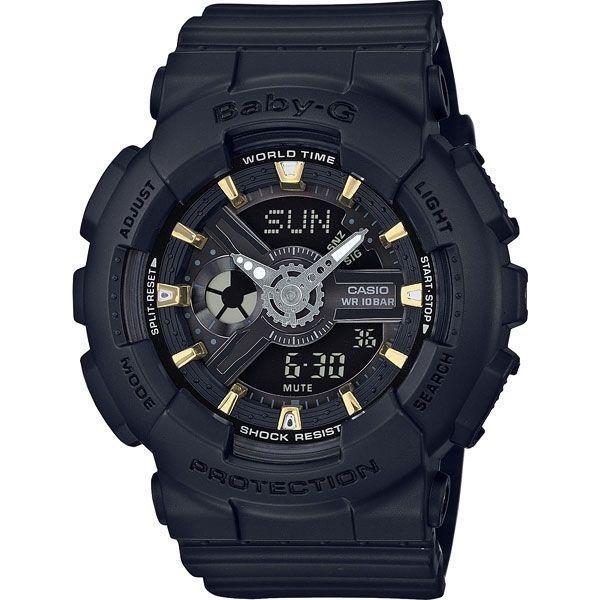Casio Casio Baby-G BA-110GA-1A  BA-110GA-1A кварцевые женские часы черный циферблат, браслет пластик — вид спереди