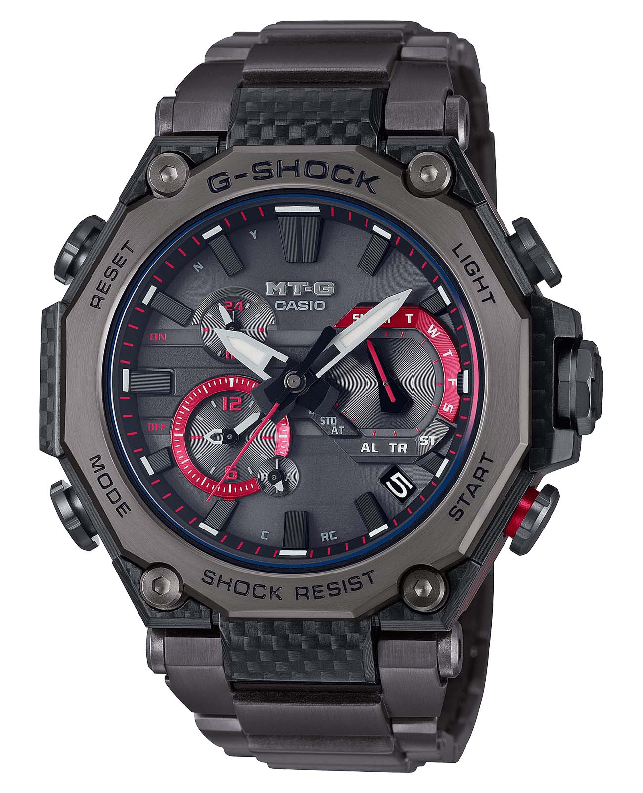 Casio Casio G-Shock Premium MTG-B2000YBD-1A MTG MTG-B2000YBD-1A электронные мужские часы черный циферблат, браслет сталь + полимер — вид спереди