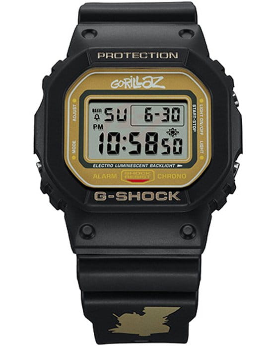 Casio Casio G-Shock DW-5600GRLZ2-1 DW-5600 DW-5600GRLZ2-1ER электронные мужские часы золотой циферблат, браслет пластик — вид спереди