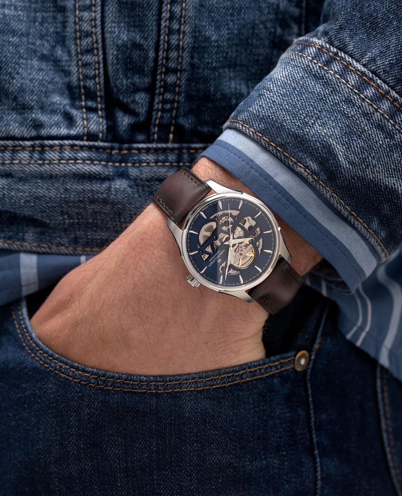 Оригинальные часы Hamilton Hamilton Jazzmaster Skeleton Auto H42535541 механические калибр механизма h-10-s общий вид
