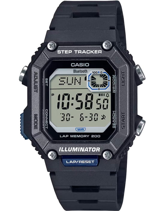 Casio Casio Collection WS-B1000-1AVDF (WS-B1000-1A)  WS-B1000-1AVDF электронные мужские часы  циферблат, браслет пластик — вид спереди