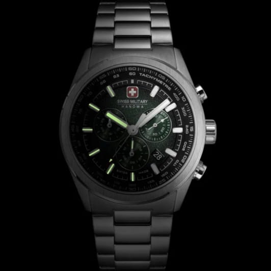 Swiss Military Hanowa Swiss Military Hanowa Navalus SMWGI0004206 мужские часы зеленый циферблат на запястье
