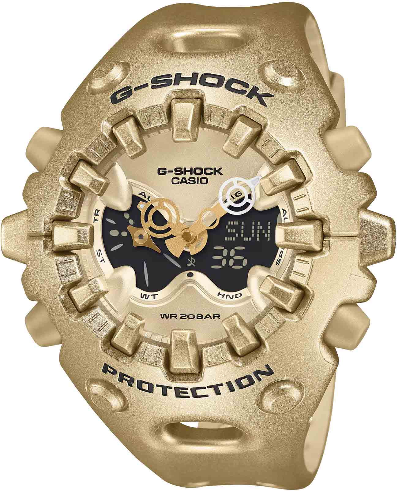Casio Casio G-Shock GA-V01A-9A GA GA-V01A-9A кварцевые мужские часы золотой циферблат, браслет пластик — вид спереди