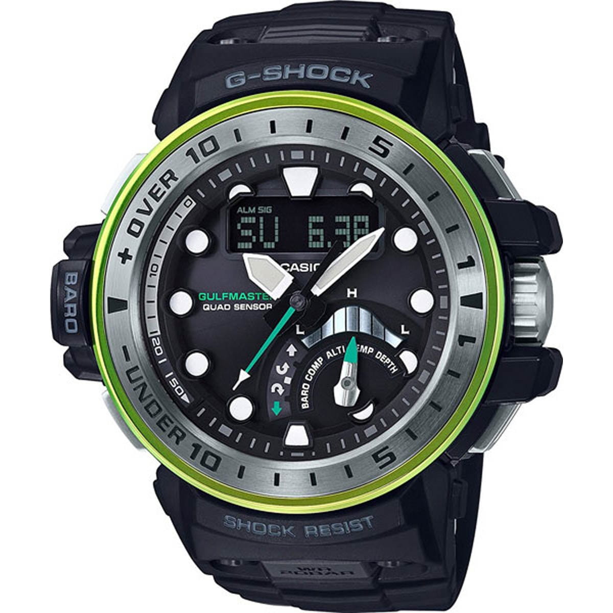 Casio Casio G-Shock GWN-Q1000MB-1A Premium GWN-Q1000MB-1A электронные мужские часы черный циферблат, браслет пластик — вид спереди