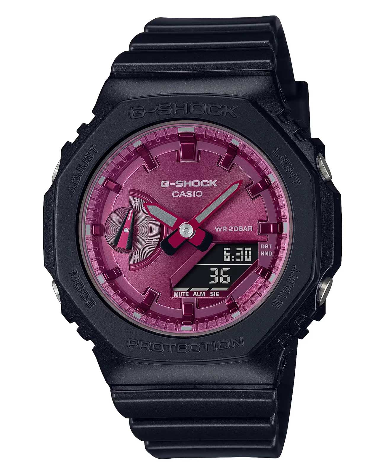 Casio Casio G-Shock GMA-S2100RB-1ADR (GMA-S2100RB-1A)  GMA-S2100RB-1A электронные женские часы розовый циферблат, браслет полимер — вид спереди