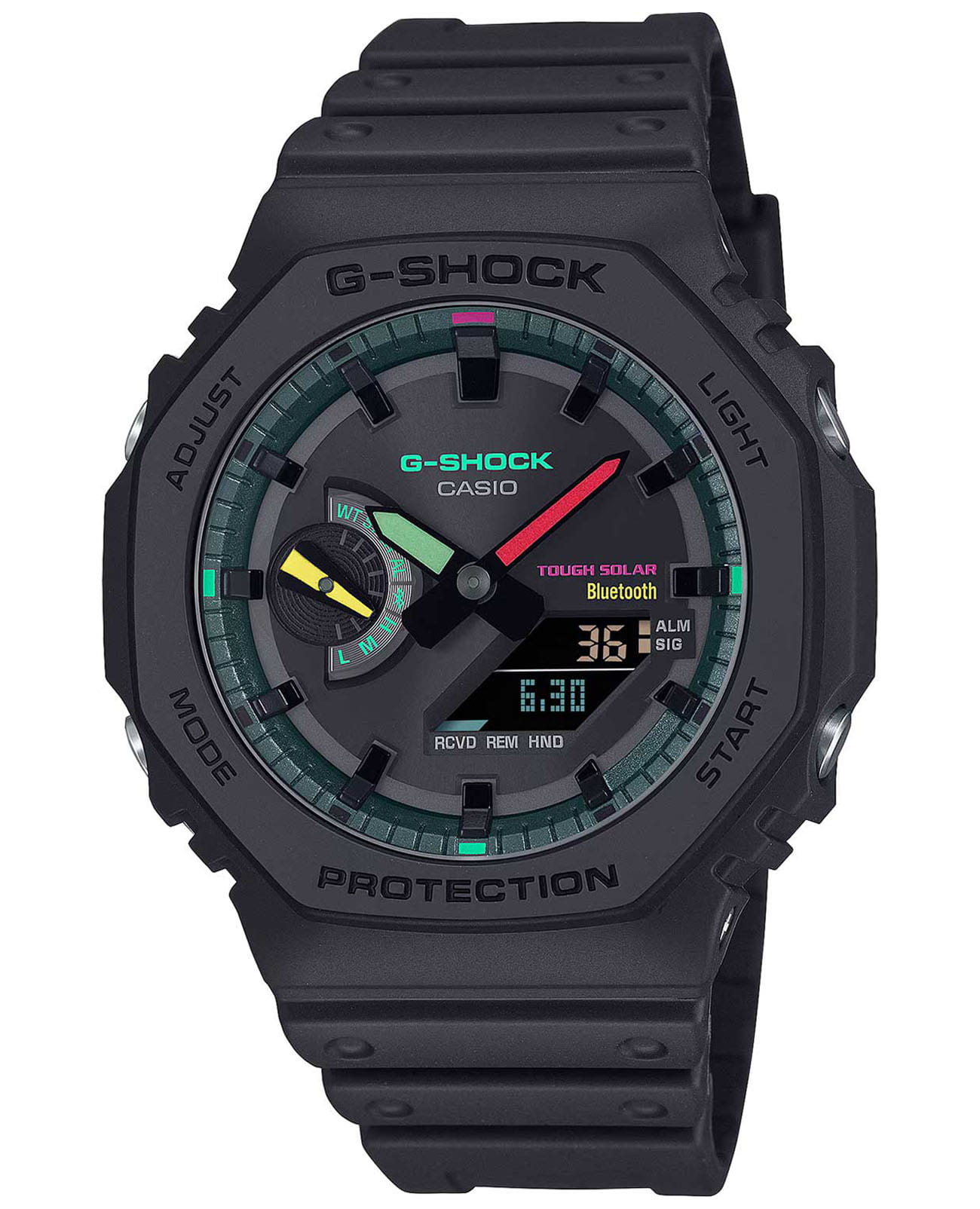 Casio Casio G-Shock GMA-P2100SG-1ADR (GMA-P2100SG-1A)  GMA-P2100SG-1A электронные женские часы золотой циферблат, браслет пластик — вид спереди
