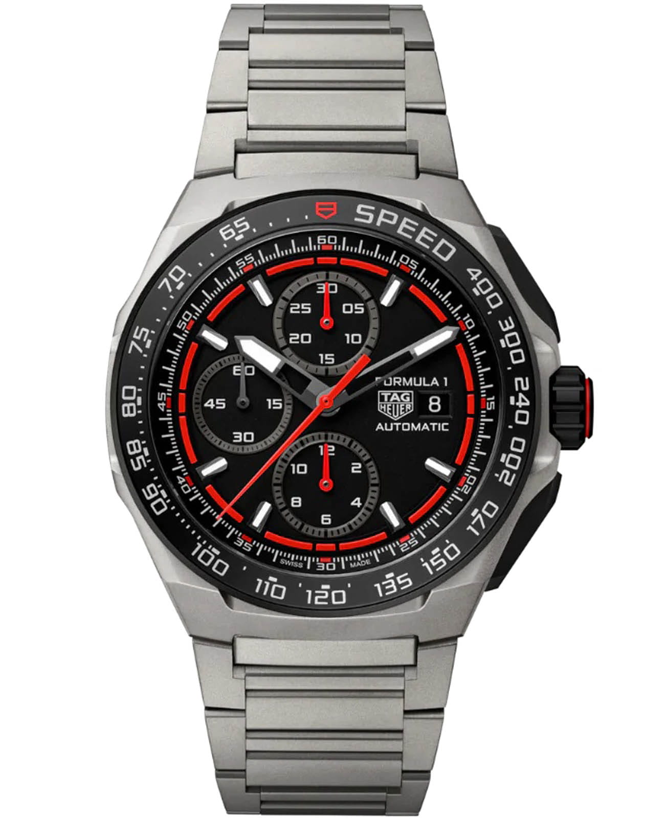 TAG Heuer TAG Heuer Formula 1 Chronograph CBZ2082.BF0009  CBZ2082.BF0009 механические мужские часы черный циферблат, браслет титановый — вид спереди