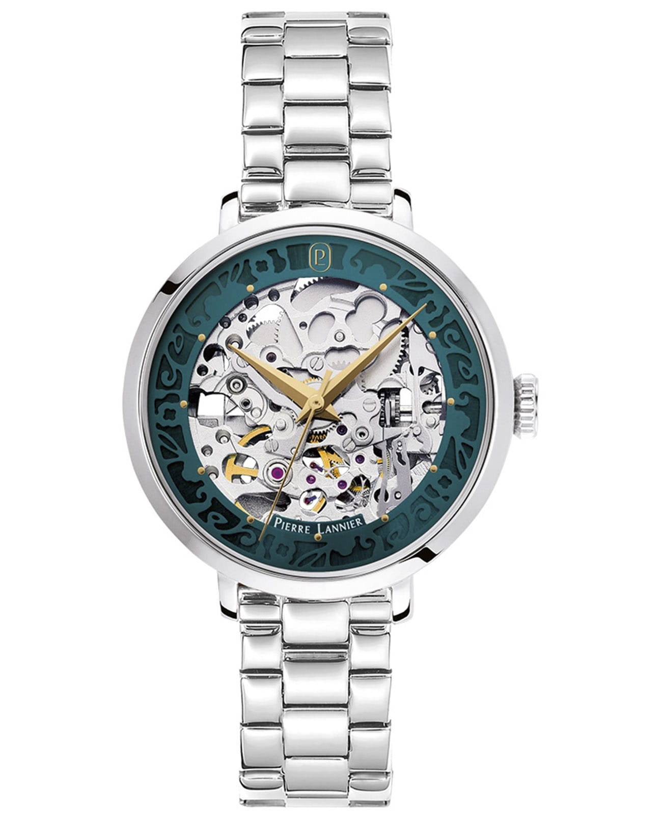 Pierre Lannier Pierre Lannier Automatic 141K671  141K671 механические женские часы зеленый циферблат, браслет нержавеющая сталь — вид спереди