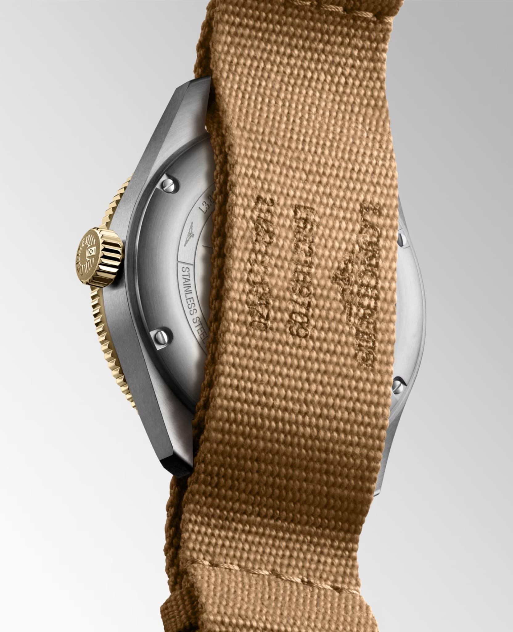 Longines Longines Spirit L3.812.5.53.9, spirit швейцария мужские часы на браслете тканевый боковой вид