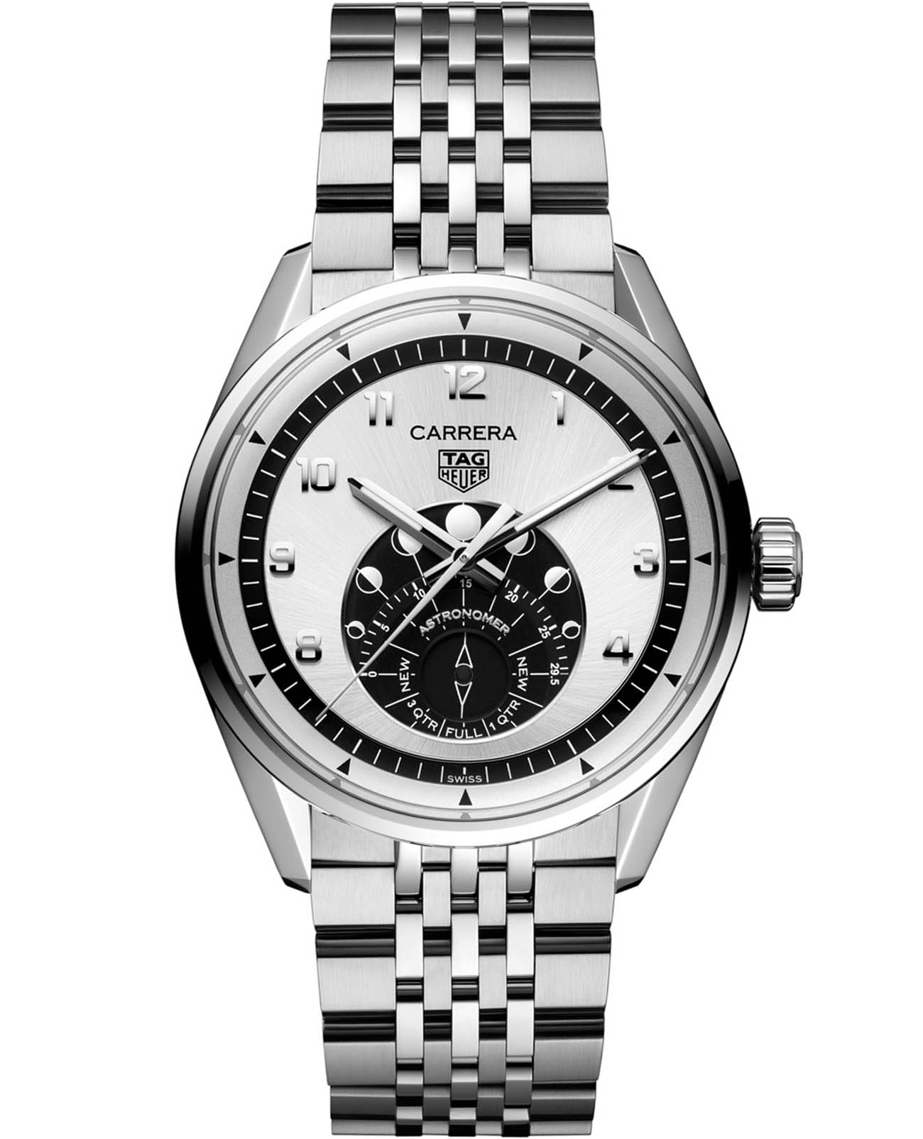 TAG Heuer TAG Heuer Carrera Astronomer WBX2110.BA0044  WBX2110.BA0044 механические мужские часы серебристый циферблат, браслет нержавеющая сталь — вид спереди