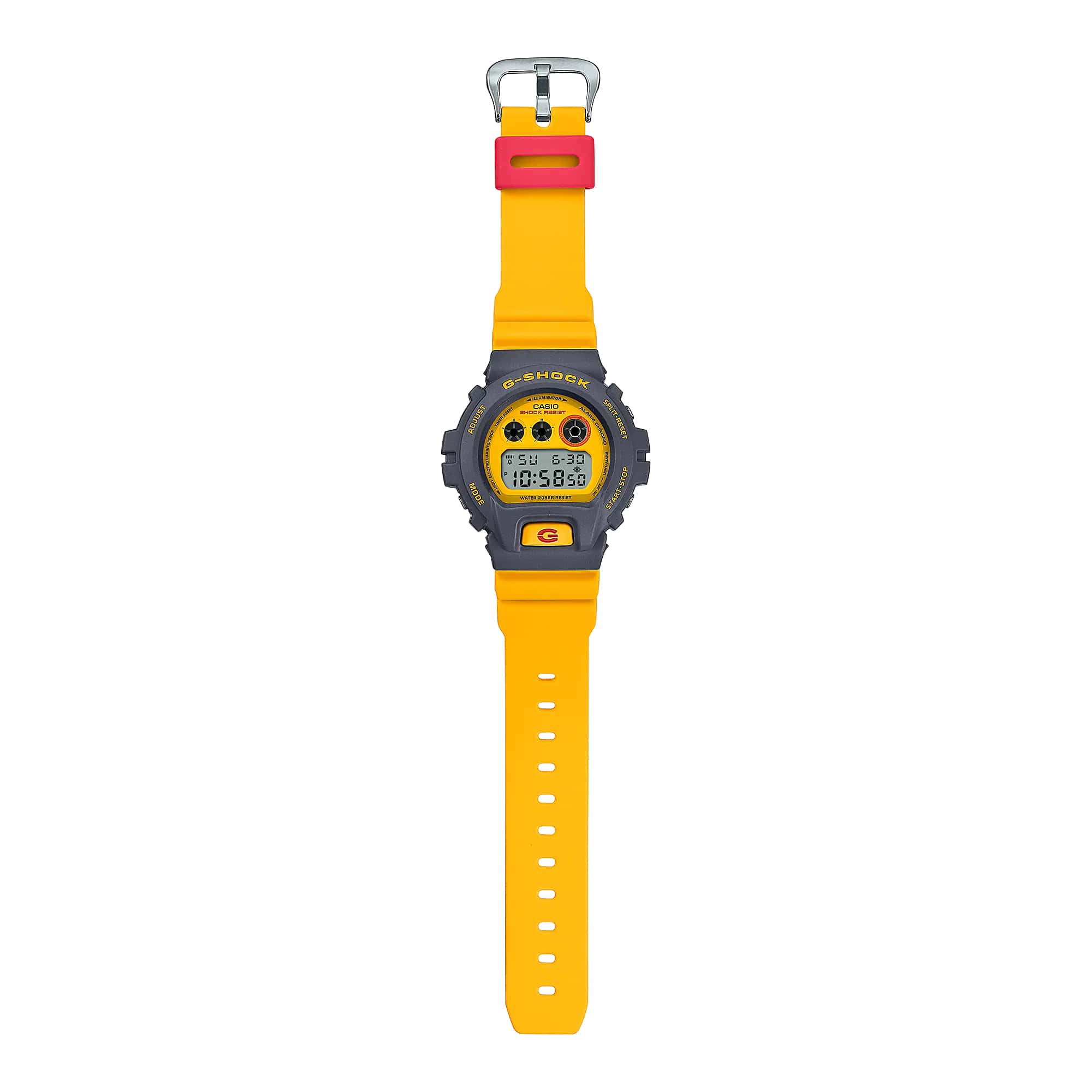 Casio Casio G-Shock DW-6900Y-9DR (DW-6900Y-9) электронные мужские часы часы крупный план желтый циферблата