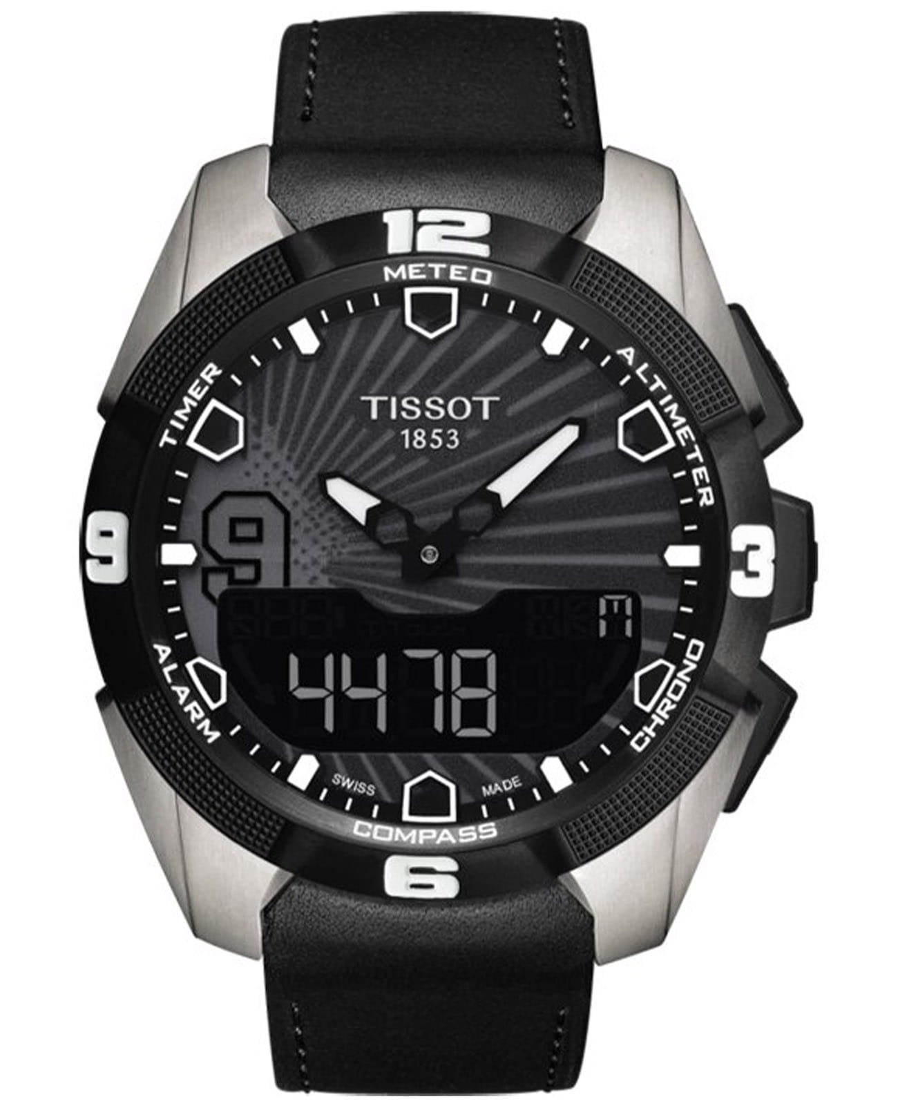 Tissot Tissot T-Touch Expert Solar Tony Parker T091.420.46.061.00 T Touch T0914204606100 кварцевые мужские часы черный циферблат, браслет кожаный — вид спереди