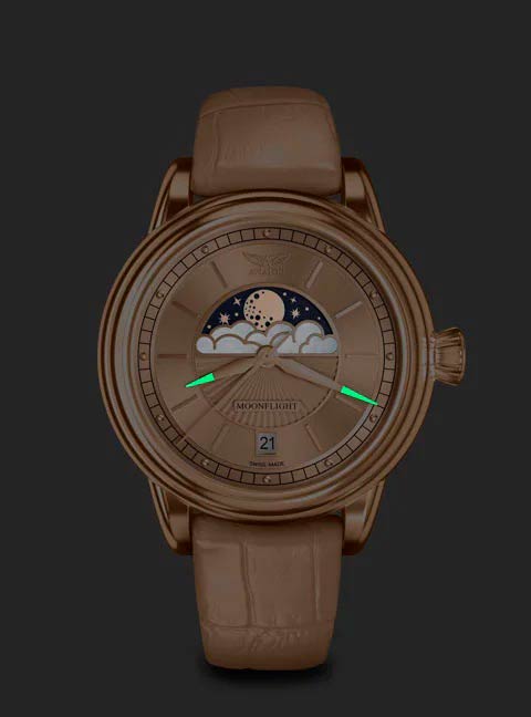 Оригинальные часы Aviator Aviator Douglas MoonFlight V.1.33.2.260.4 кварцевые калибр механизма ronda 708 общий вид
