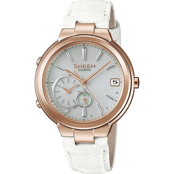 Casio Casio Sheen SHB-200CGL-7A  SHB-200CGL-7A  женские часы перламутровый циферблат, браслет кожаный — вид спереди