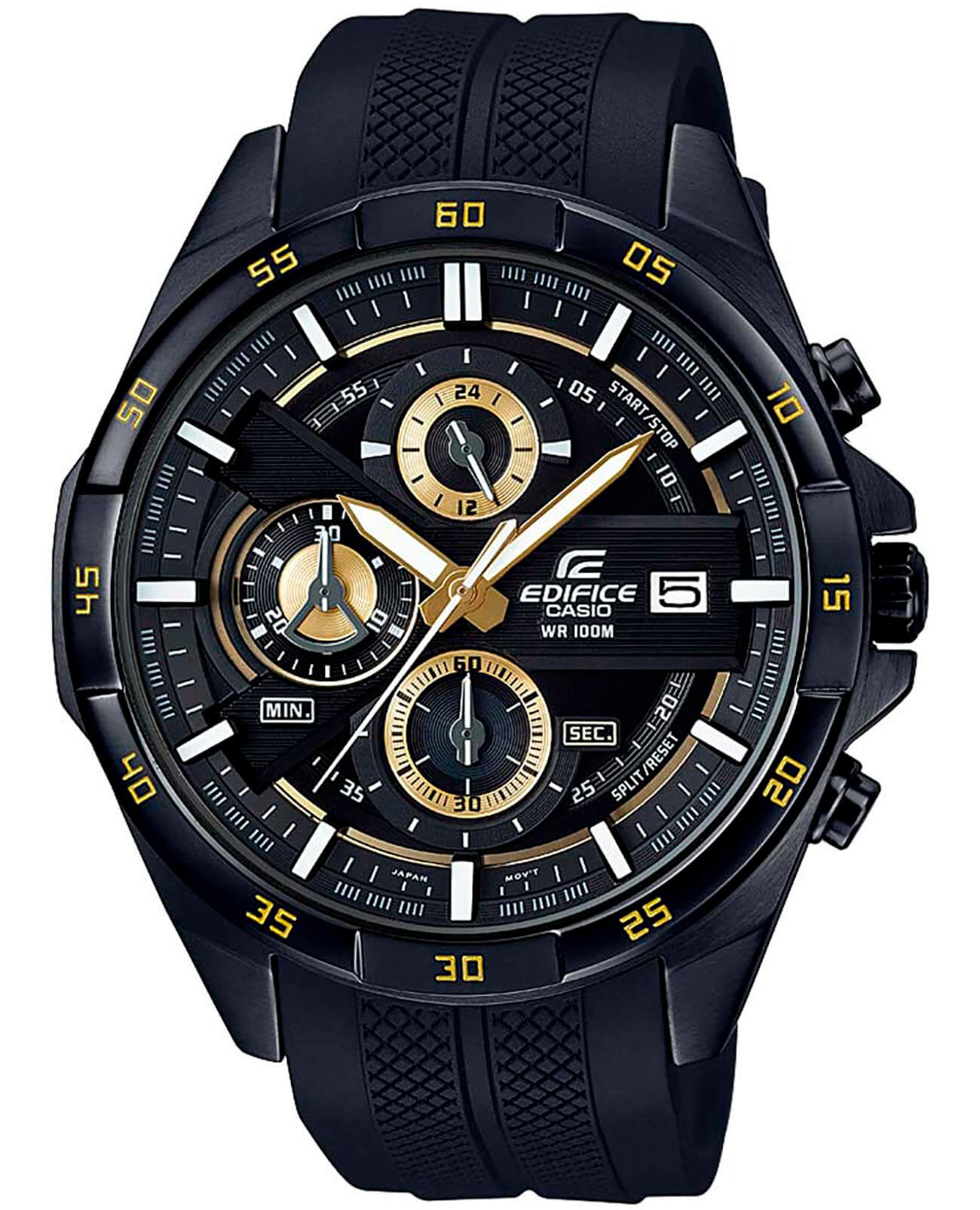 Casio Casio Edifice EFR-556PB-1A EFR-556 EFR-556PB-1A кварцевые мужские часы черный циферблат, браслет пластик — вид спереди