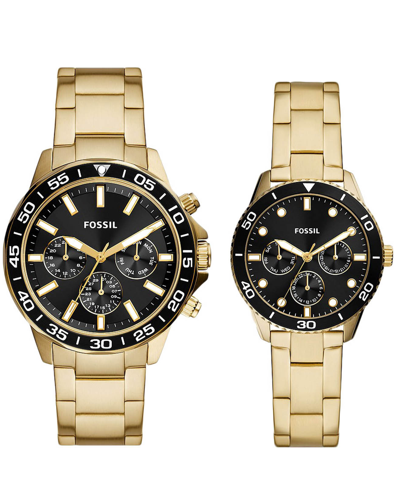 Fossil Fossil Bannon BQ2643SET  BQ2643SET кварцевые  черный циферблат, браслет сталь c pvd покрытием — вид спереди