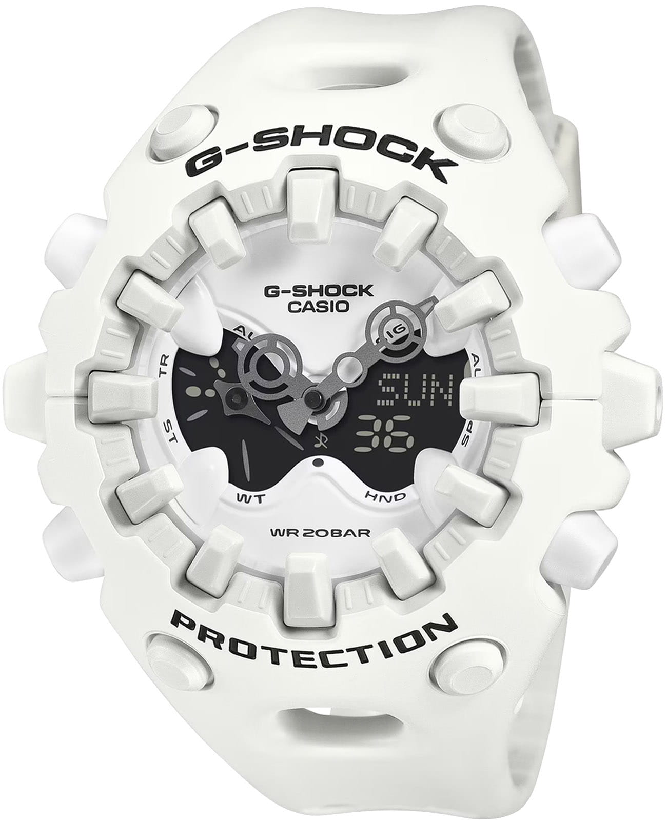 Casio Casio G-Shock GA-V01-7A GA GA-V01-7A кварцевые мужские часы белый циферблат, браслет пластик — вид спереди
