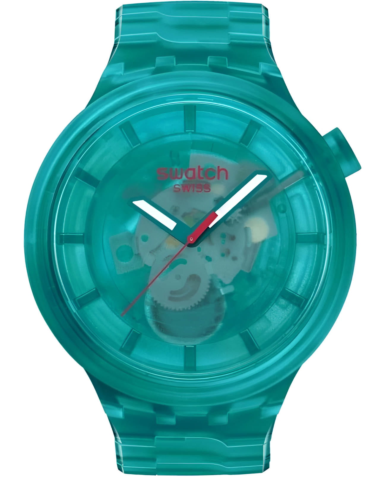 Swatch Swatch Big Bold Biosourced Lacquered SB05L101  SB05L101 кварцевые мужские часы зеленый циферблат, браслет биоматериал — вид спереди
