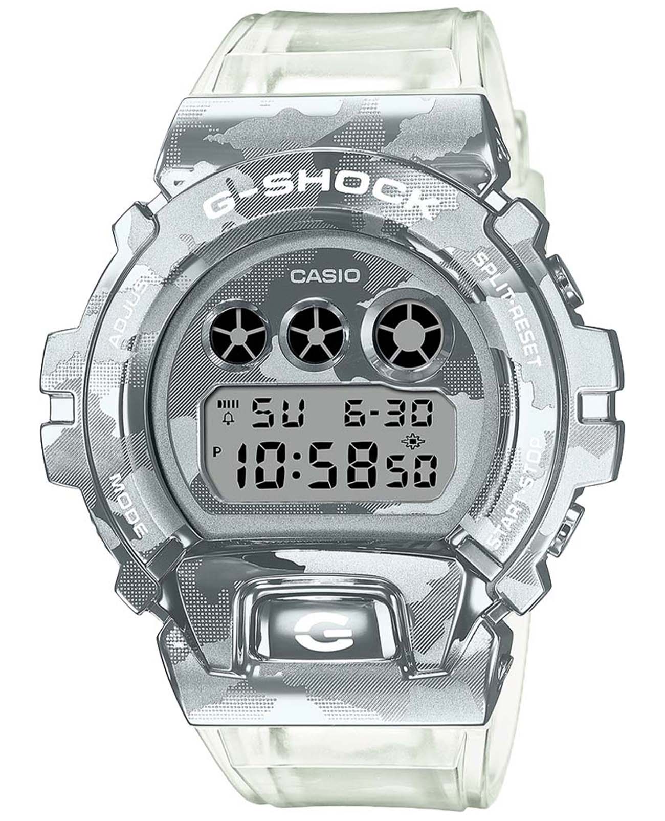 Casio Casio G-Shock GM-6900SCM-1 GM GM-6900SCM-1ER электронные мужские часы серебристый циферблат, браслет полимер — вид спереди