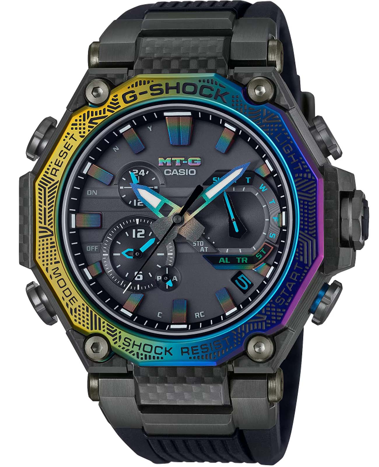Casio Casio G-Shock Premium MTG-B2000YR-1ADR (MTG-B2000YR-1A) MTG MTG-B2000YR-1A электронные мужские часы черный циферблат, браслет силикон — вид спереди
