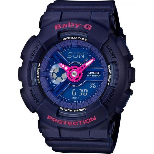 Casio Casio Baby-G BA-110PP-2A  BA-110PP-2A кварцевые женские часы синий циферблат, браслет пластик — вид спереди