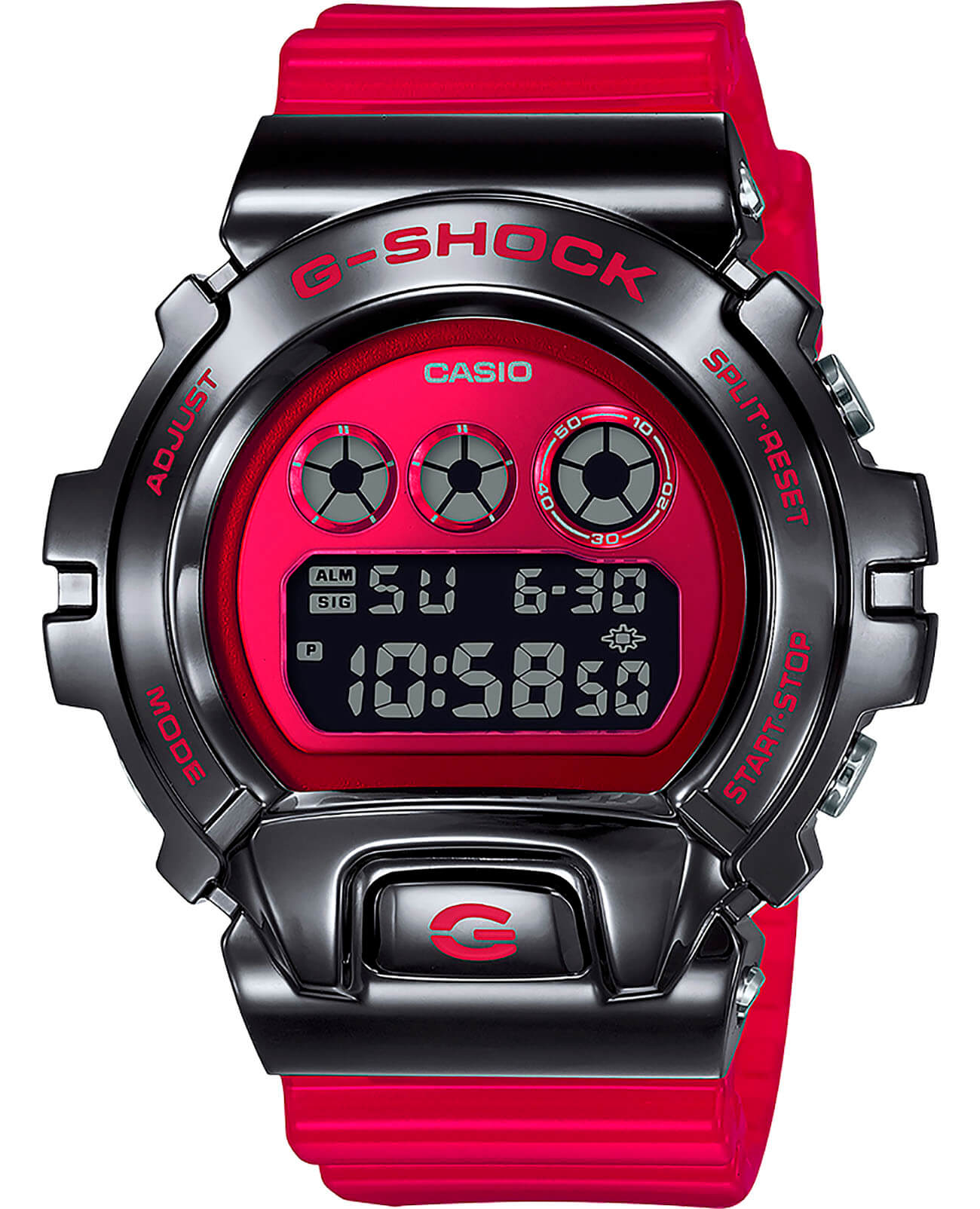 Casio Casio G-Shock GM-6900B-4ER GM GM-6900B-4ER электронные мужские часы красный циферблат, браслет полимер — вид спереди