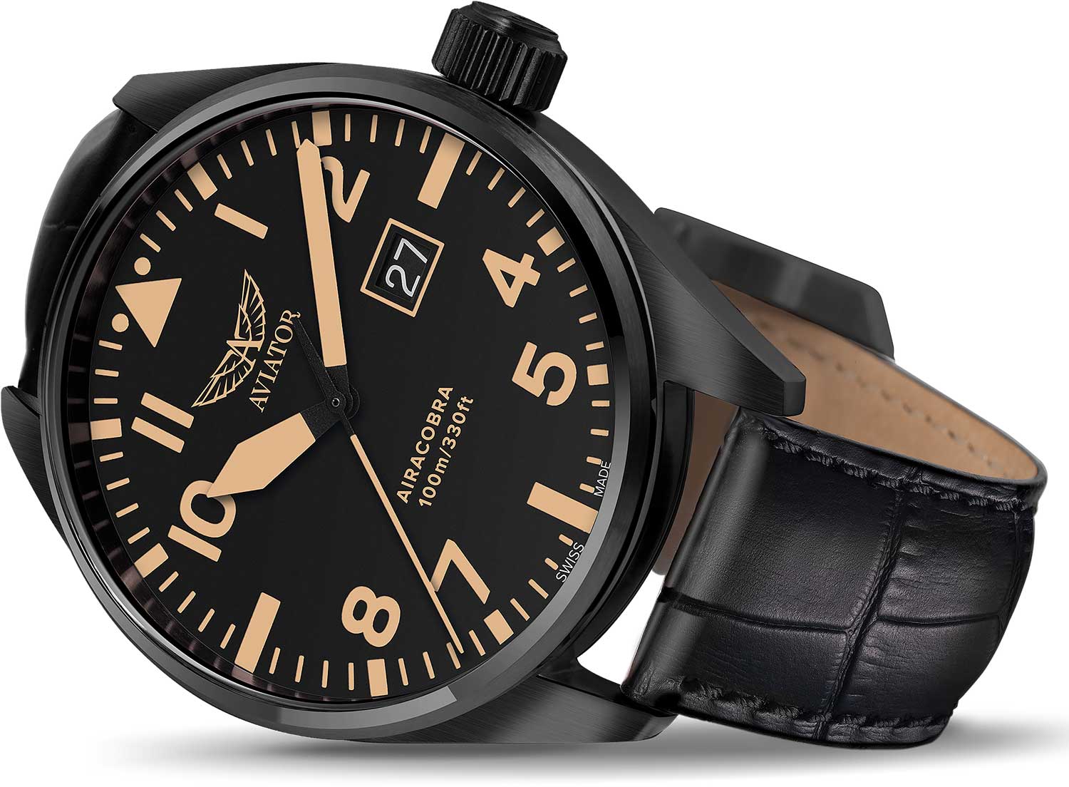 Aviator Aviator Airacobra P42 V.1.22.5.157.4 мужские часы черный циферблат на запястье
