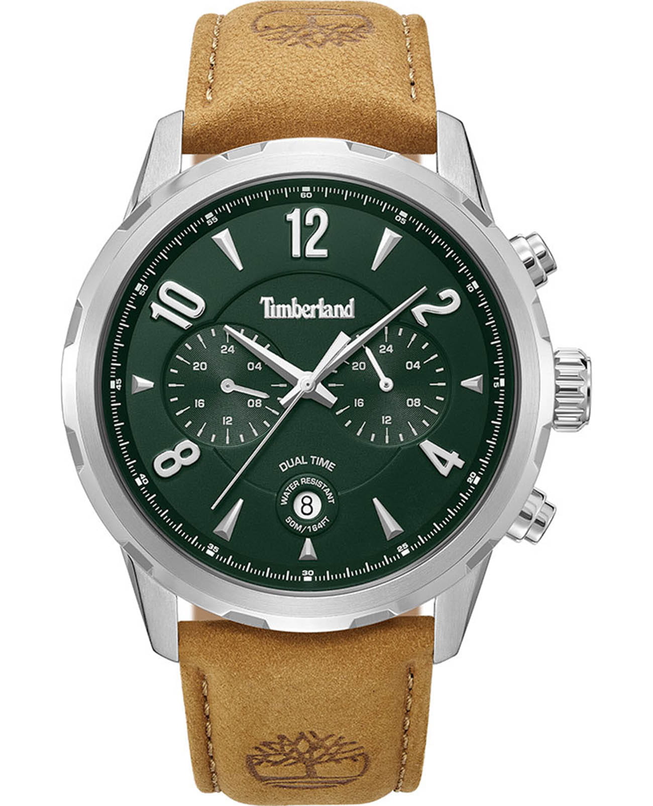 Timberland Timberland TDWGF0082902  TDWGF0082902 кварцевые мужские часы зеленый циферблат, браслет кожаный — вид спереди