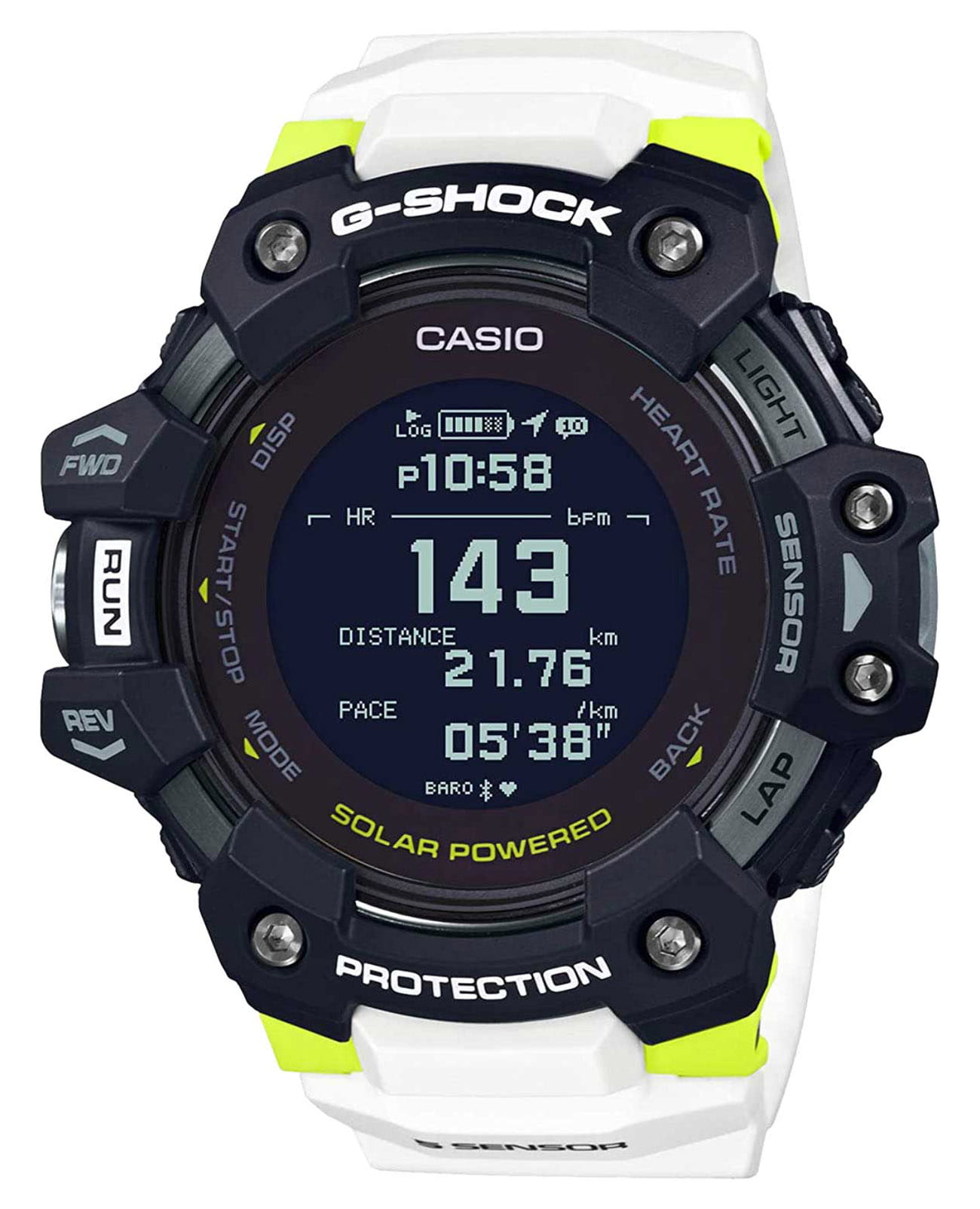 Casio Casio G-Shock GBD-H1000-1A7 G-SQUAD GBD-H1000-1A7ER электронные мужские часы черный циферблат, браслет пластик — вид спереди