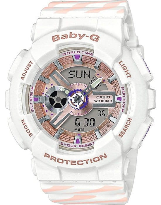 Casio Casio Baby-G BA-110CH-7A  BA-110CH-7A кварцевые женские часы белый циферблат, браслет пластик — вид спереди