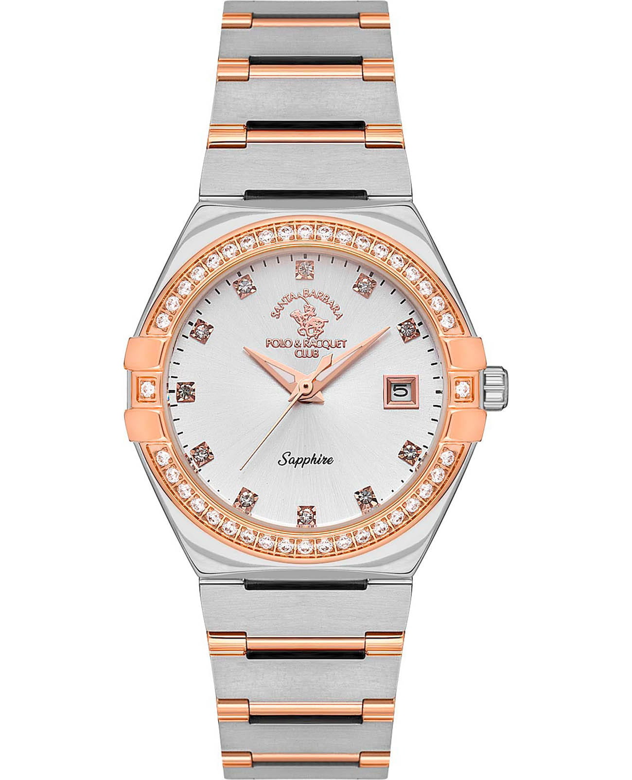 Santa Barbara Polo & Racquet Club Santa Barbara Polo & Racquet Club Luxury SB.1.10540-2  SB.1.10540-2 кварцевые женские часы серебристый циферблат, браслет нержавеющая сталь — вид спереди