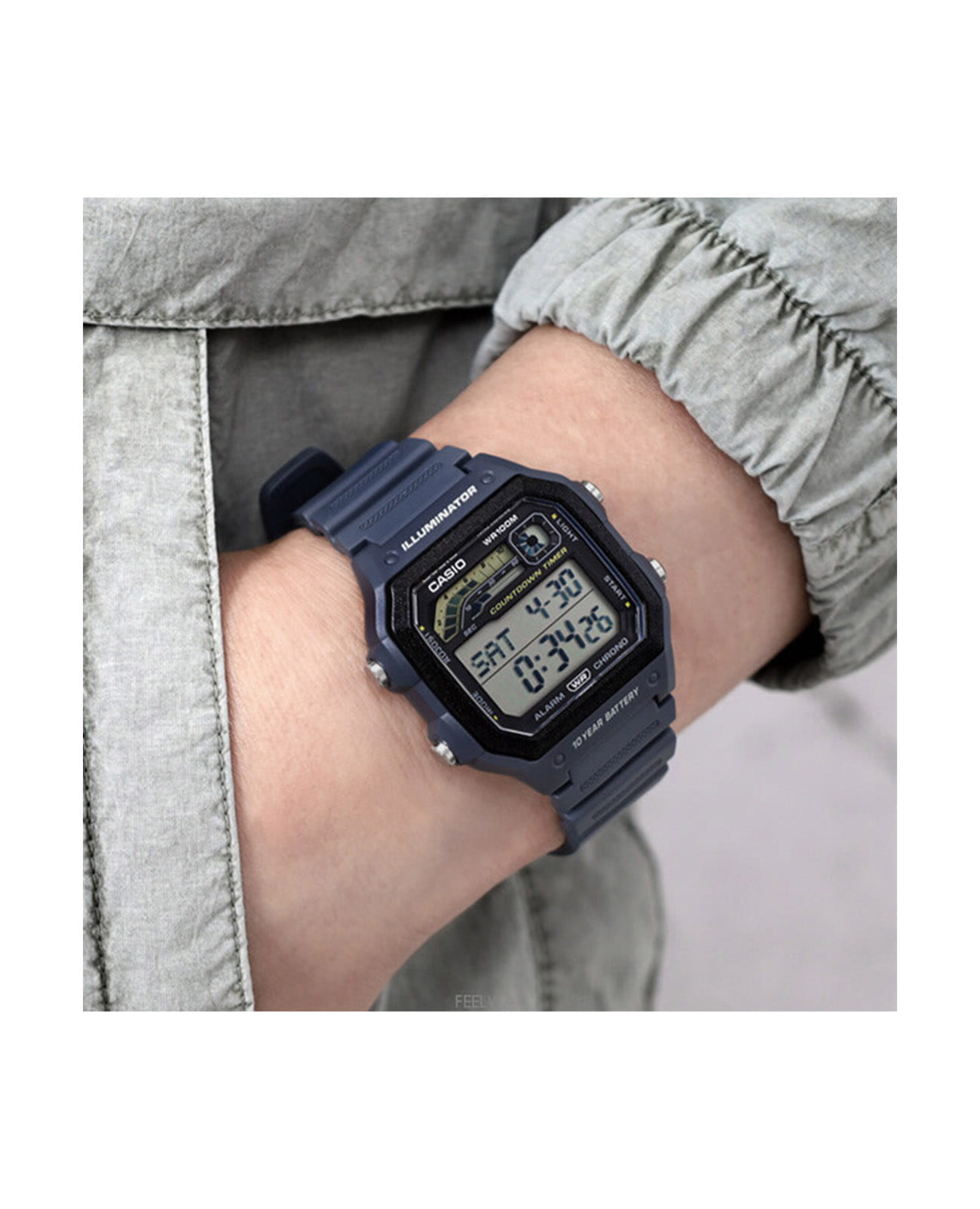 Casio Casio Collection WS-1600H-2AVDF (WS-1600H-2A) электронные мужские часы часы крупный план  циферблата