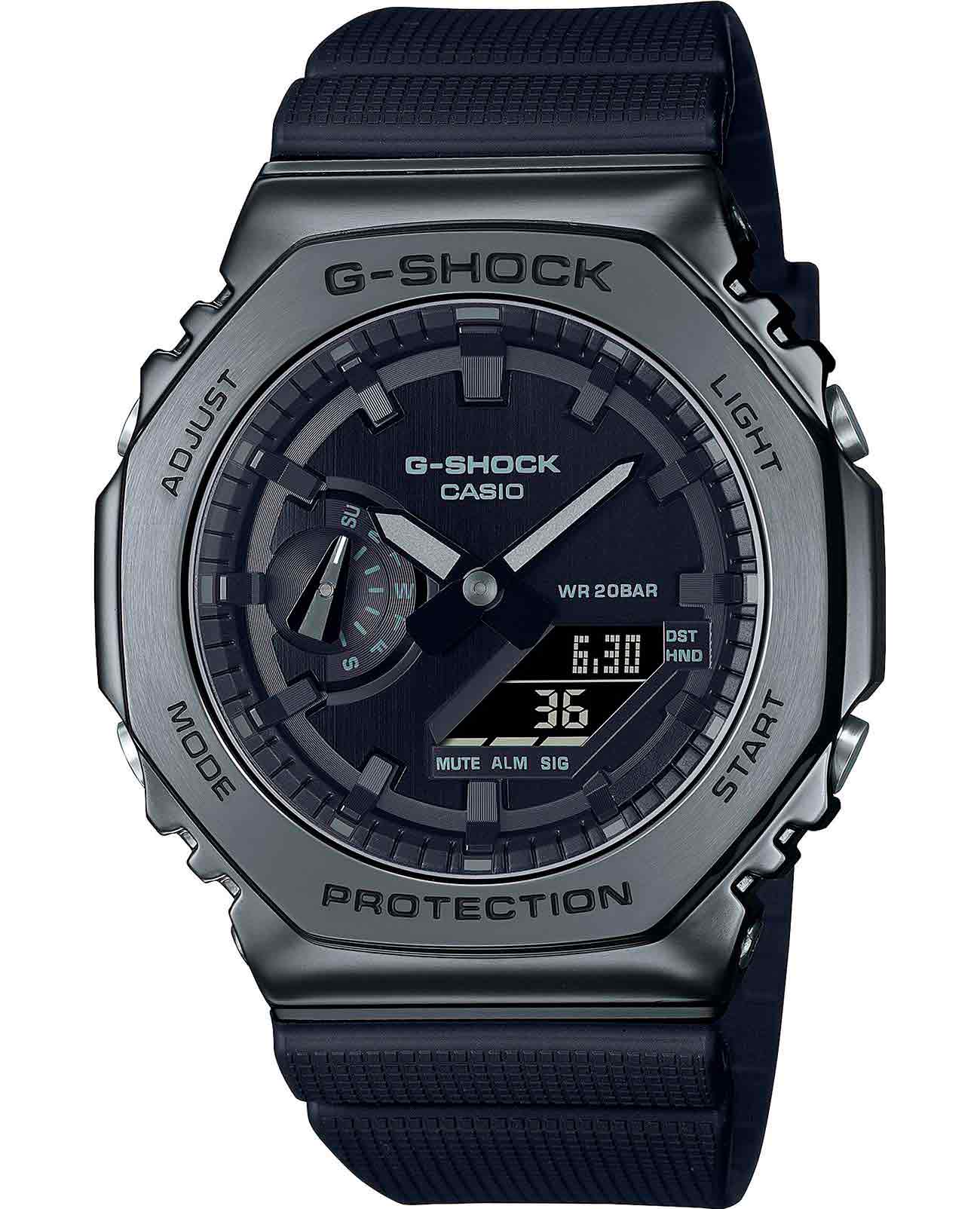 Casio Casio G-Shock GM-2100BB-1ADR (GM-2100BB-1A) GM GM-2100BB-1A электронные мужские часы черный циферблат, браслет пластик — вид спереди