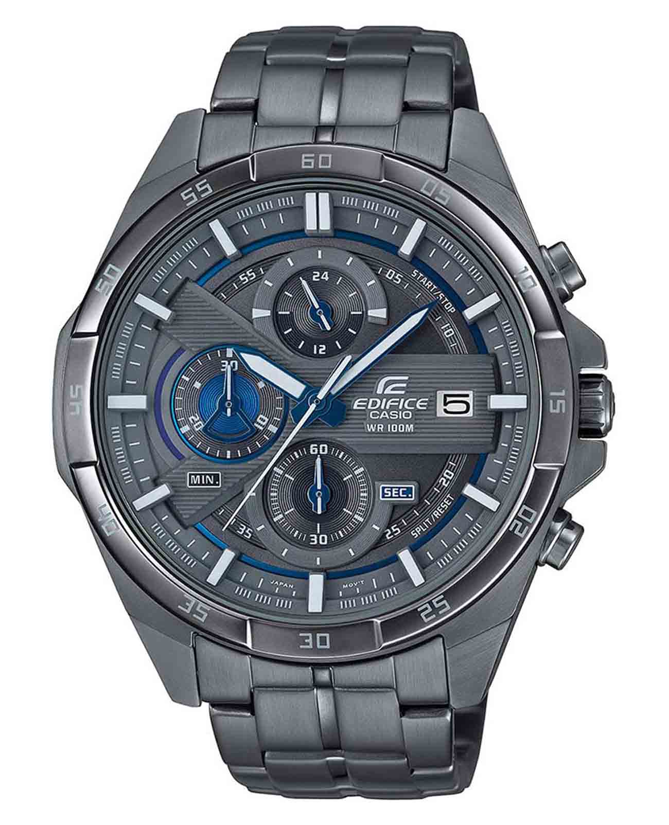 Casio Casio Edifice EFR-556GY-1A EFR-556 EFR-556GY-1A кварцевые мужские часы серый циферблат, браслет сталь с ip покрытием — вид спереди