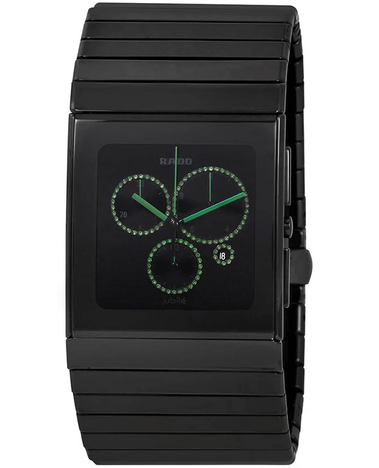 Rado Rado Ceramica R21714742  R21714742 кварцевые мужские часы черный циферблат, браслет высокотехнологичная керамика — вид спереди