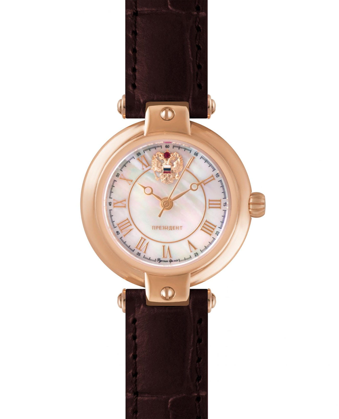 Президент Президент 5029110  5029110 кварцевые женские часы белый циферблат, браслет кожаный — вид спереди