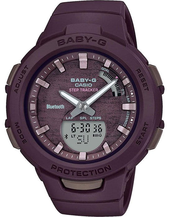 Casio Casio Baby-G BSA-B100AC-5A  BSA-B100AC-5AER кварцевые женские часы фиолетовый циферблат, браслет пластик — вид спереди