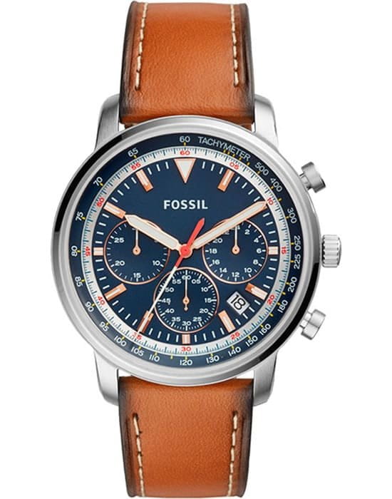 Fossil Fossil Georgia  FS5414  FS5414 кварцевые мужские часы синий циферблат, браслет кожа + текстиль — вид спереди