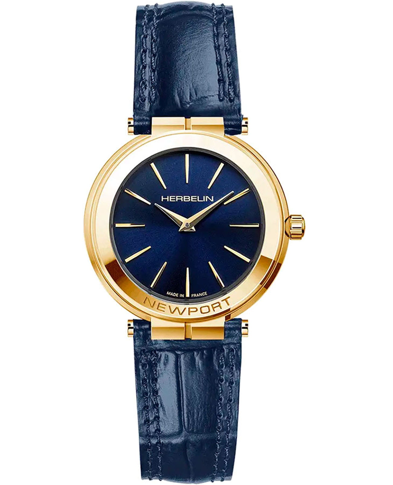 Herbelin Herbelin Newport Slim 16922P15BL  16922P15BL кварцевые женские часы синий циферблат, браслет кожаный — вид спереди