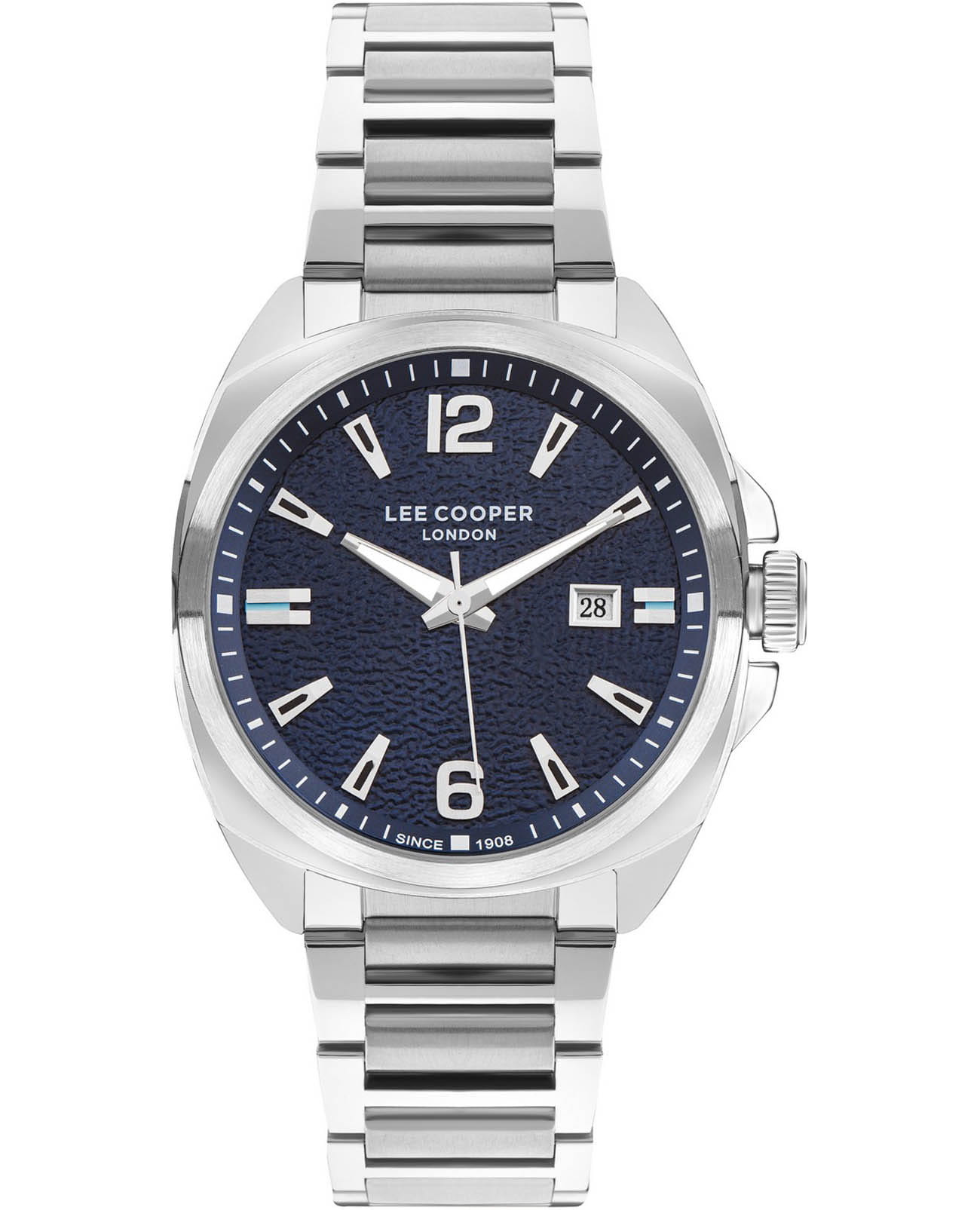 Lee Cooper Lee Cooper LC07839.390  LC07839.390 кварцевые мужские часы синий циферблат, браслет нержавеющая сталь — вид спереди