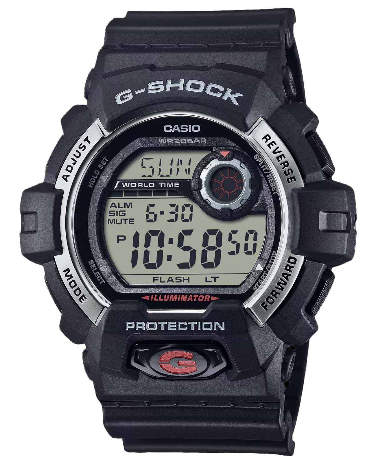 Casio Casio G-Shock G-8900S-1 лимитированной серии G-8900S-1 электронные мужские часы  циферблат, браслет пластик — вид спереди