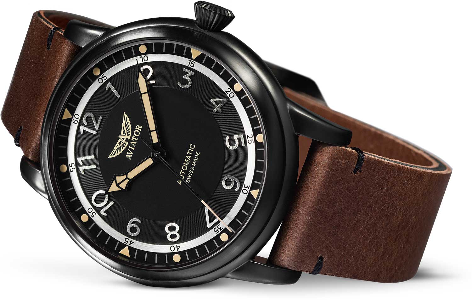 Оригинальные часы Aviator Aviator Douglas Dakota V.3.31.5.228.4 механические калибр механизма sellita sw200 общий вид