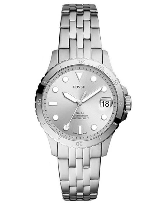 Fossil Fossil Carlie  ES4744  ES4744 кварцевые женские часы серебристый циферблат, браслет нержавеющая сталь — вид спереди