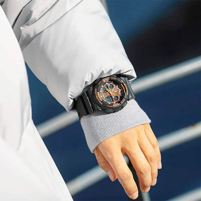 Casio GA-100BR-1AER мужские часы застежка крупным планом
