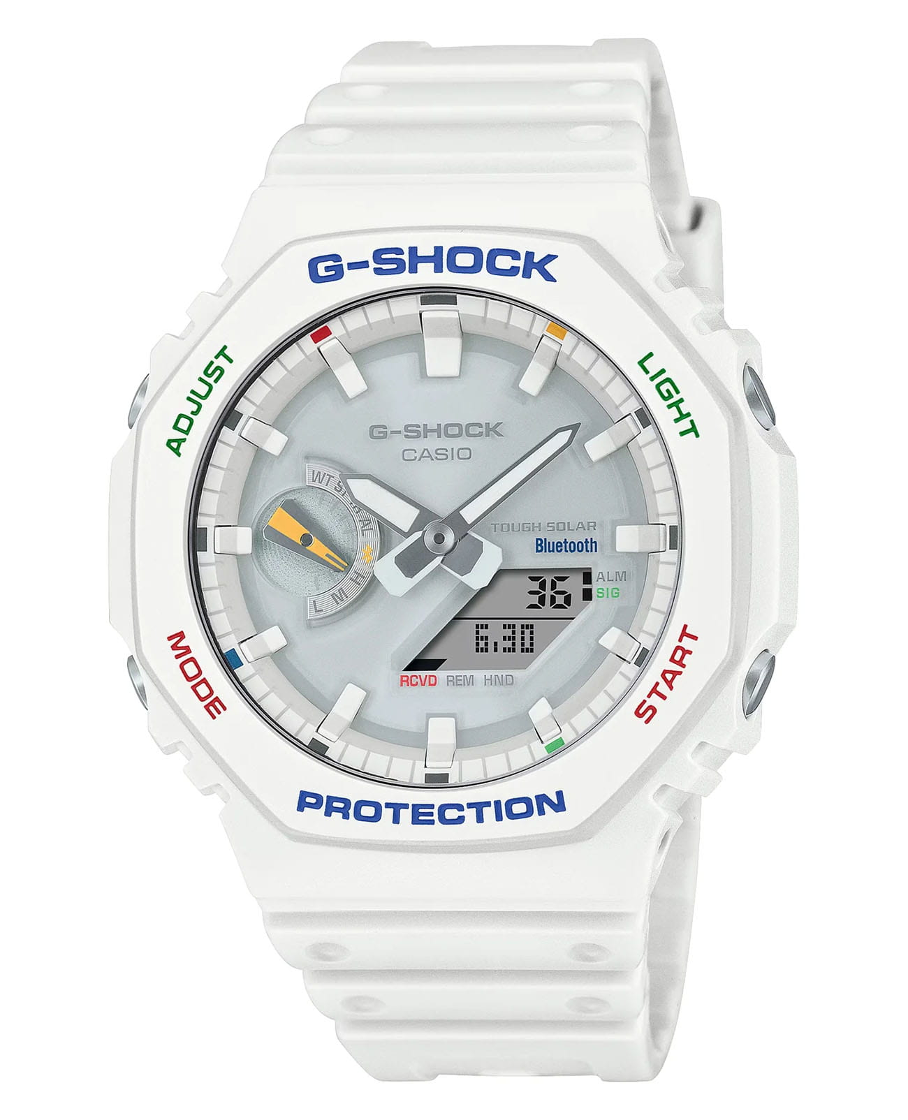 Casio Casio G-Shock GA-B2100FC-7ADR (GA-B2100FC-7A) GA GA-B2100FC-7A электронные мужские часы белый циферблат, браслет полимер — вид спереди