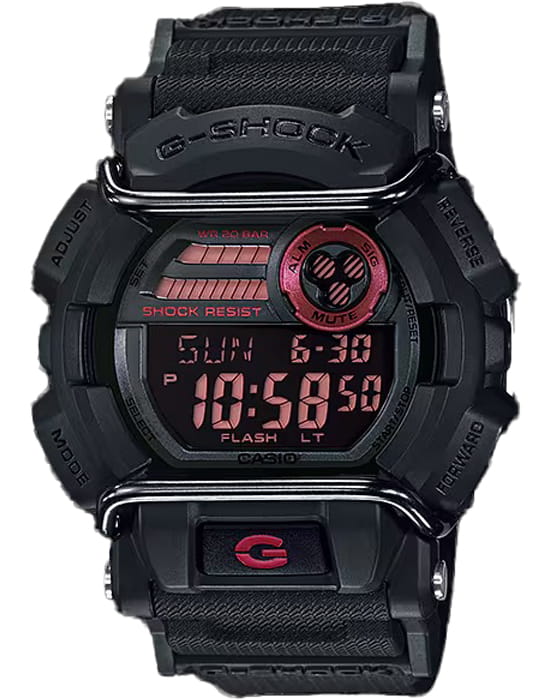 Casio Casio G-Shock GD-400-1SDR (GD-400-1)  GD-400-1SDR электронные мужские часы  циферблат, браслет пластик — вид спереди