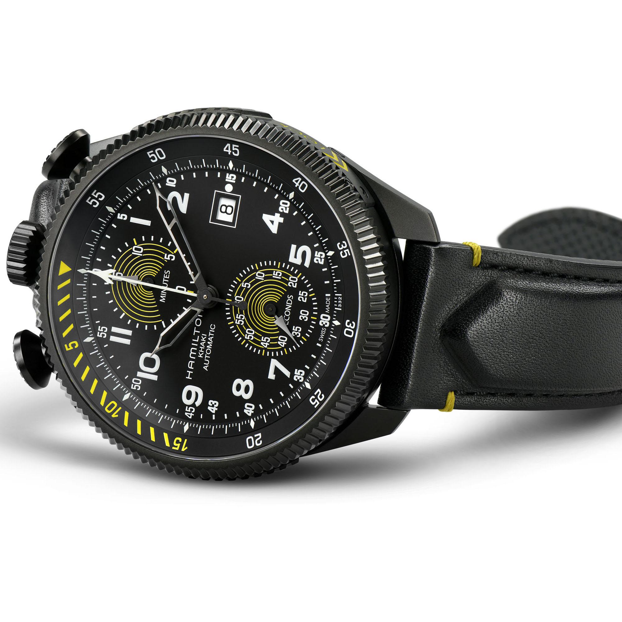 Оригинальные часы Hamilton Hamilton Khaki Aviation Takeoff Auto Chrono H76776733 механические калибр механизма h-31 общий вид