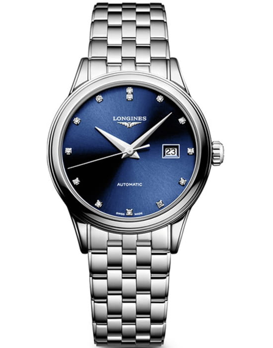 Longines Longines Flagship L4.374.4.97.6  L43744976 механические женские часы синий циферблат, браслет нержавеющая сталь — вид спереди
