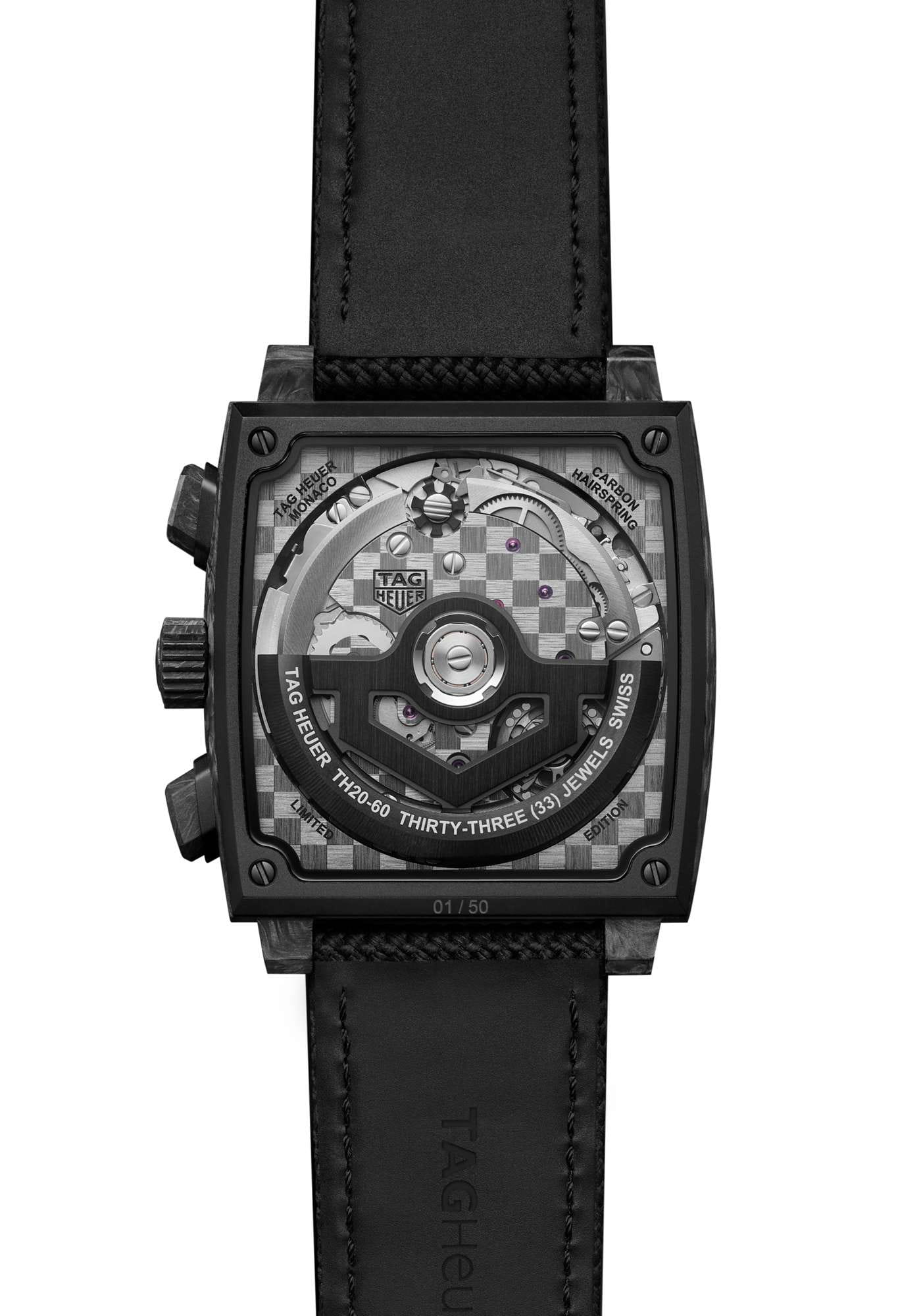 TAG Heuer TAG Heuer Monaco Flyback Chronograph TH-Carbonspring CBL5190.FT6313, monaco швейцария мужские часы на браслете каучук боковой вид